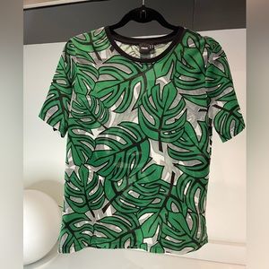 ASOS stunning sheer green black palm resort women’s Shirt Size Medium